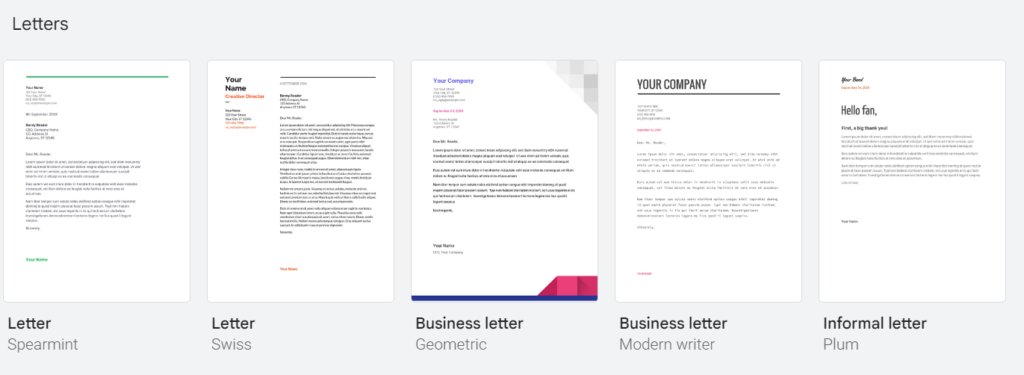 google docs letter
