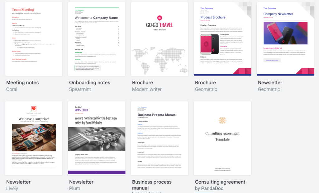 google docs newsletter